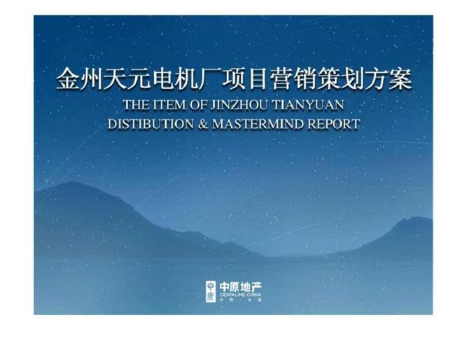 中原大连金州天元电机厂项目营销策划方案ppt课件